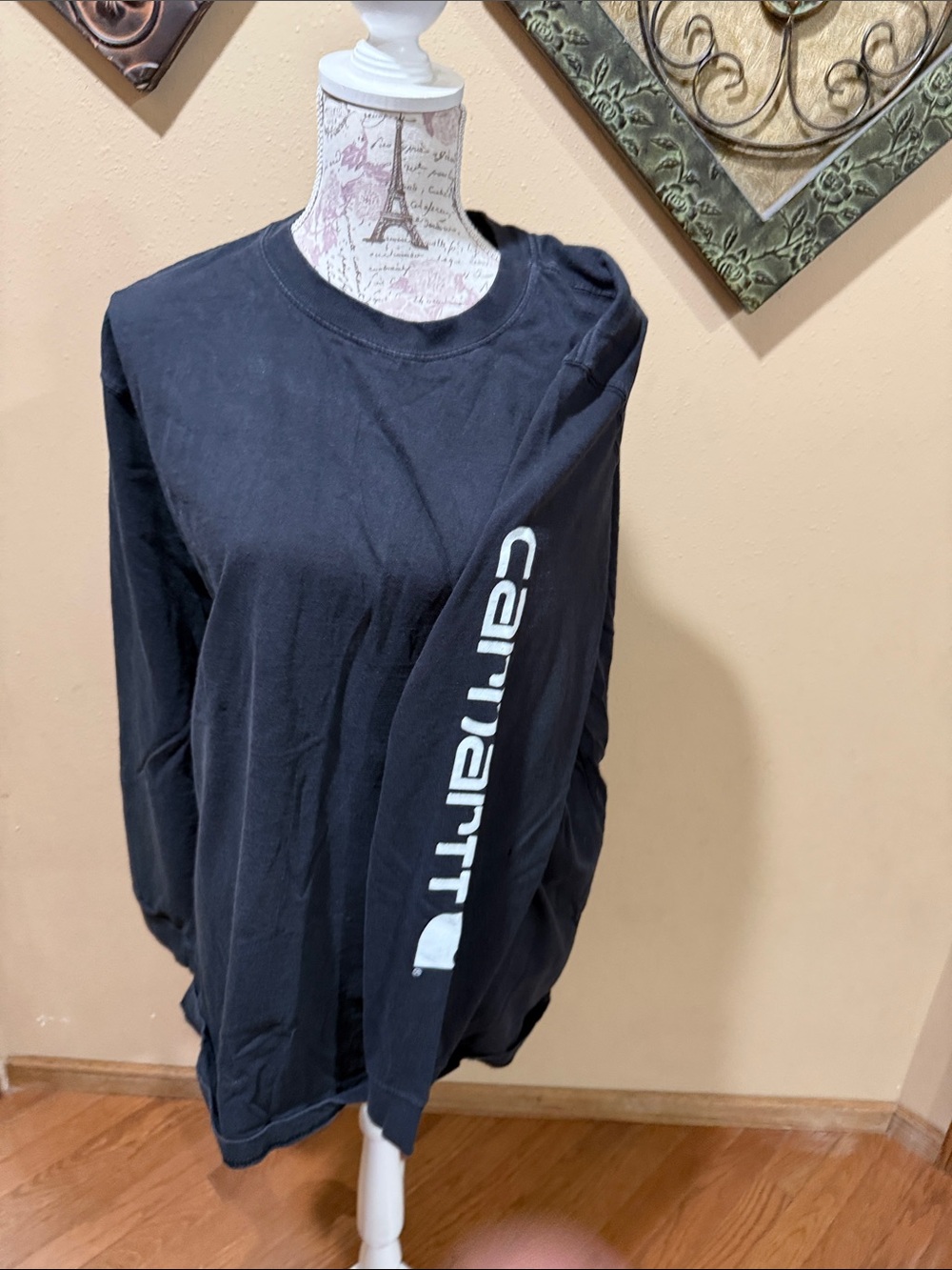 Carhartt Long Sleeve Crewneck Shirt - Black with White Sleeve Logo